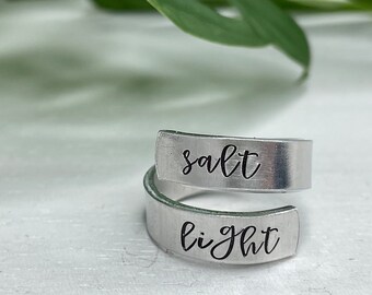 Salt and Light Ring | Salt of the Earth Light of the World | Matthew 5:13 | Scripture Ring | Christian Friend Gift | Christian Girl Gift |