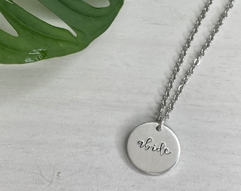 Abide Necklace | John 15:4 | Christian Necklace | Dainty Necklace for Christian Women | Scripture Necklace | Bible Verse Gift for Women |