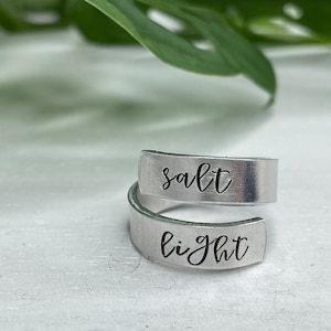 Salt and Light Ring | Salt of the Earth Light of the World | Matthew 5:13 | Scripture Ring | Christian Friend Gift | Christian Girl Gift |
