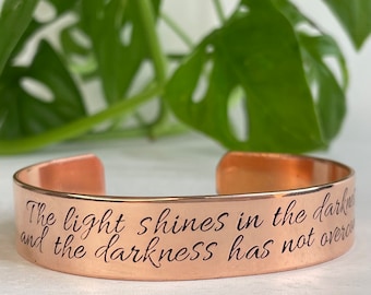 John 1:5 | The Light Shines In the Darkness | Christian Gift For Women | Scripture Bracelet | Confirmation Gift | Christian Bracelet