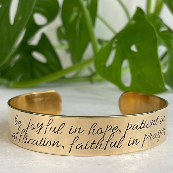 Be Joyful In Hope, Patient In Affliction, Faithful In Prayer | Romans 12:12 | Scripture Bracelet | Christian Encouragement Gift for Her