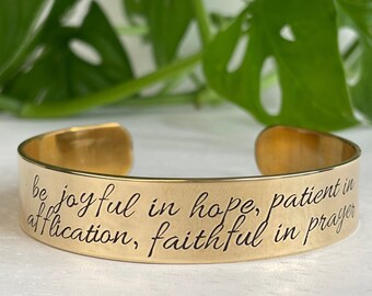 Be Joyful In Hope, Patient In Affliction, Faithful In Prayer | Romans 12:12 | Scripture Bracelet | Christian Encouragement Gift for Her