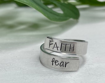 Faith Over Fear Ring | Faith over Fear Psalm 112 | Scripture Ring | Christian Friend Gift | Baptism | Christian Girl Gift | Women of Faith