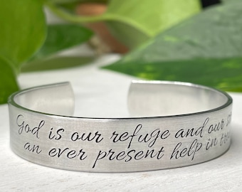 God is Our Refuge and Our Strength An Ever Present Help In Trouble | Psalm 46:1 | Scripture Bracelet | Christian Encouragement Gift for Her