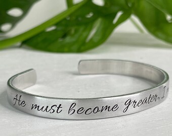 He Must Become Greater I Must Become Less | John 3:30 | Christian Gift Bracelet | Scripture Bracelet | Baptism Gift | Holy Communion |