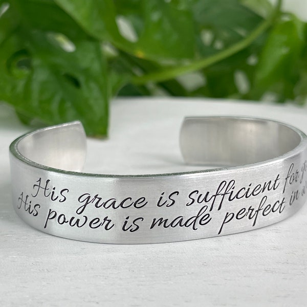 2 Corinthians 12:9 | His Grace is Sufficient | His Power Is Made Perfect in Weakness | Scripture Bracelet | Christian Encouragement Gift