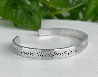 As Iron Sharpens Iron So A Friend Sharpens A Friend | Proverbs 27 | Scripture Bracelet | Christian Jewelry | Christian Friend Gift