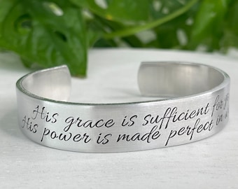 2 Corinthians 12:9 | His Grace is Sufficient | His Power Is Made Perfect in Weakness | Scripture Bracelet | Christian Encouragement Gift