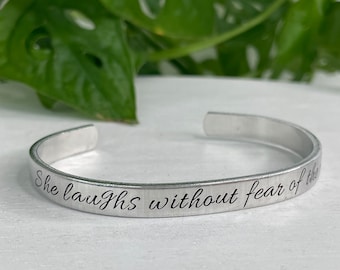She Laughs Without Fear Of The Future | Proverbs 31:25 | Proverbs 31 Wife | Scripture Bracelet | Christian Gift for Her | Encouragement