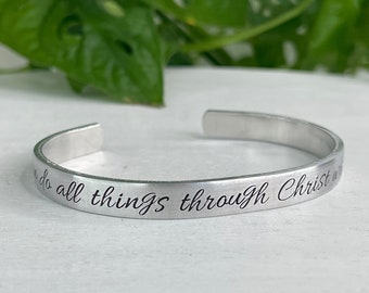 Philippiens 4:13 | Je peux tout faire grâce au Christ qui me fortifie | Bracelet verset biblique | Bijoux chrétiens | Cadeau de confirmation