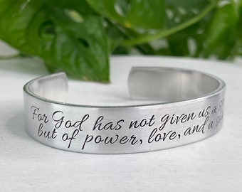 2 Timothy 1:7 | For God Has Not Given Us A Spirit of Fear | Scripture Bracelet | Christian Friend Gift | Baptism | Confirmation Gift
