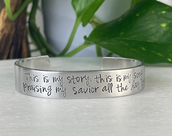 Blessed Assurance | This Is My Story | Hymn Lyrics | Christian Gift | Encouragement Gift | Scripture Bracelet | Baptism | Bereavement