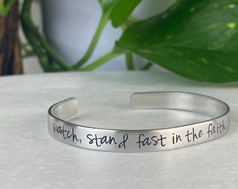 Watch, Stand Fast In The Faith, Be Brave, Be Strong | 1 Corinthians 16:13 | Scripture Bracelet | Christian Gift for Her | Encouragement Gift
