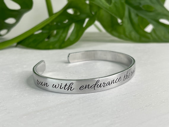 Run With Endurance the Race Set Before You | Hebrews 12:1 | Scripture Bracelet | Encouragement Gift | Runner Bracelet | Christian Gift |