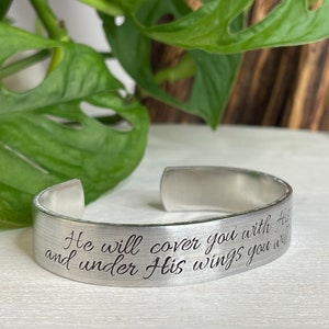 He Will Cover You With His Feathers and Under His Wings You Will Find Refuge | Psalm 91 | Psalm 91:4 | Scripture Bracelet | Christian Gift