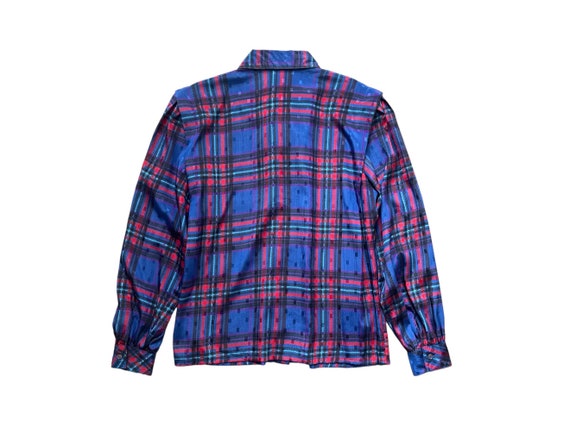 S/M | Vintage 80's Blue Black Red Tartan Holiday … - image 3