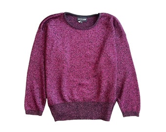 M | Vintage Pierre Cardin 90's Hot Pink Metallic Knit Sweater