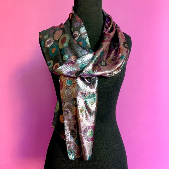 Vintage Metallic Polka Dot Long Scarf