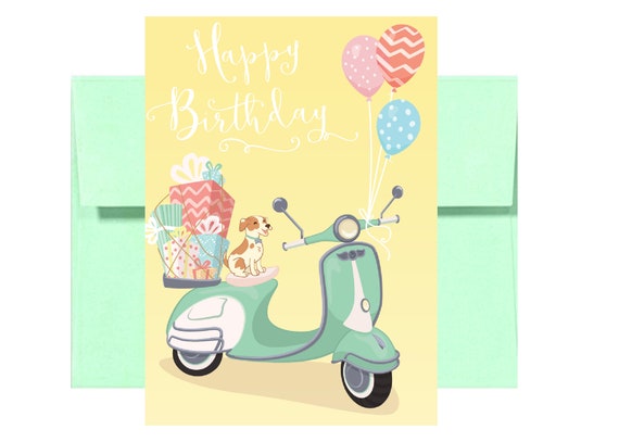 Cartolina Di Compleanno Di Vespa Etsy