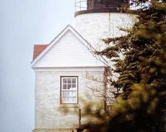 Lighthouse Print, Maine Lighthouse Photograph,  Lighthouse Wall Art, Fine Art Print, Lighthouse Picture, Gift-Maine White & Black Lighthouse