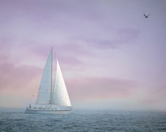 Sailboat on Lake Michigan Photograph, Nautical Print, Lake Michigan Photograph, Colorful Lake Print, Nature Print, gift idea, Boat Photo