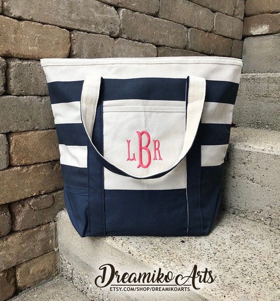 etsy monogrammed beach bag