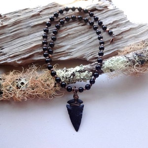 Black Tourmaline and Arrowhead Obsidian / protection necklace gift idea
