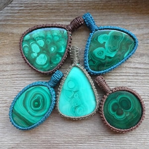 Green Malachite pendant necklace, large green stone pendant, gemstone pendants, healing stones, gift for mom, wife, sister