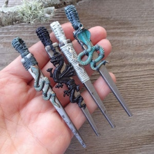 Rusty Nails Snake Dragon Pendant, Coffin Nail Necklace, Gothic Jewelry, Witch Necklace, Protection Talisman, Mens jewelry, Snake jewelry