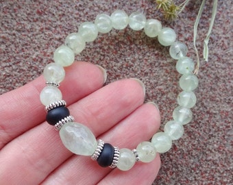 Green Prehnite Bracelet / Heart Chakra jewelry