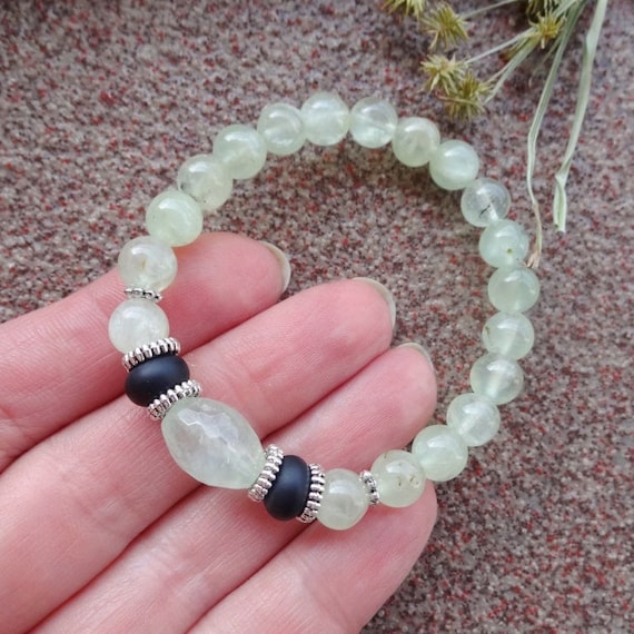 Green Prehnite Bracelet / Heart Chakra jewelry
