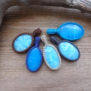 Protection necklace, Hemimorphite macrame necklace, good luck amulet for a loved one, bright blue gemstone pendants, handmade necklace gift