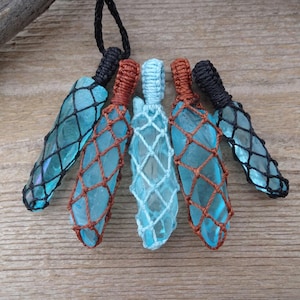 Beschermingsketting, blauwe Aqua Aura kwartskristalketting, hanger amulet, blauw kristal cadeau voor vriendin, vrouw, kristallen hanger cadeau