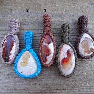 Mexican Fire Opal Macrame Pendant Necklace image 2