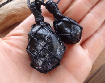Apache Tears Obsidian Necklace, black Crystal Pendant, Unisex Gift