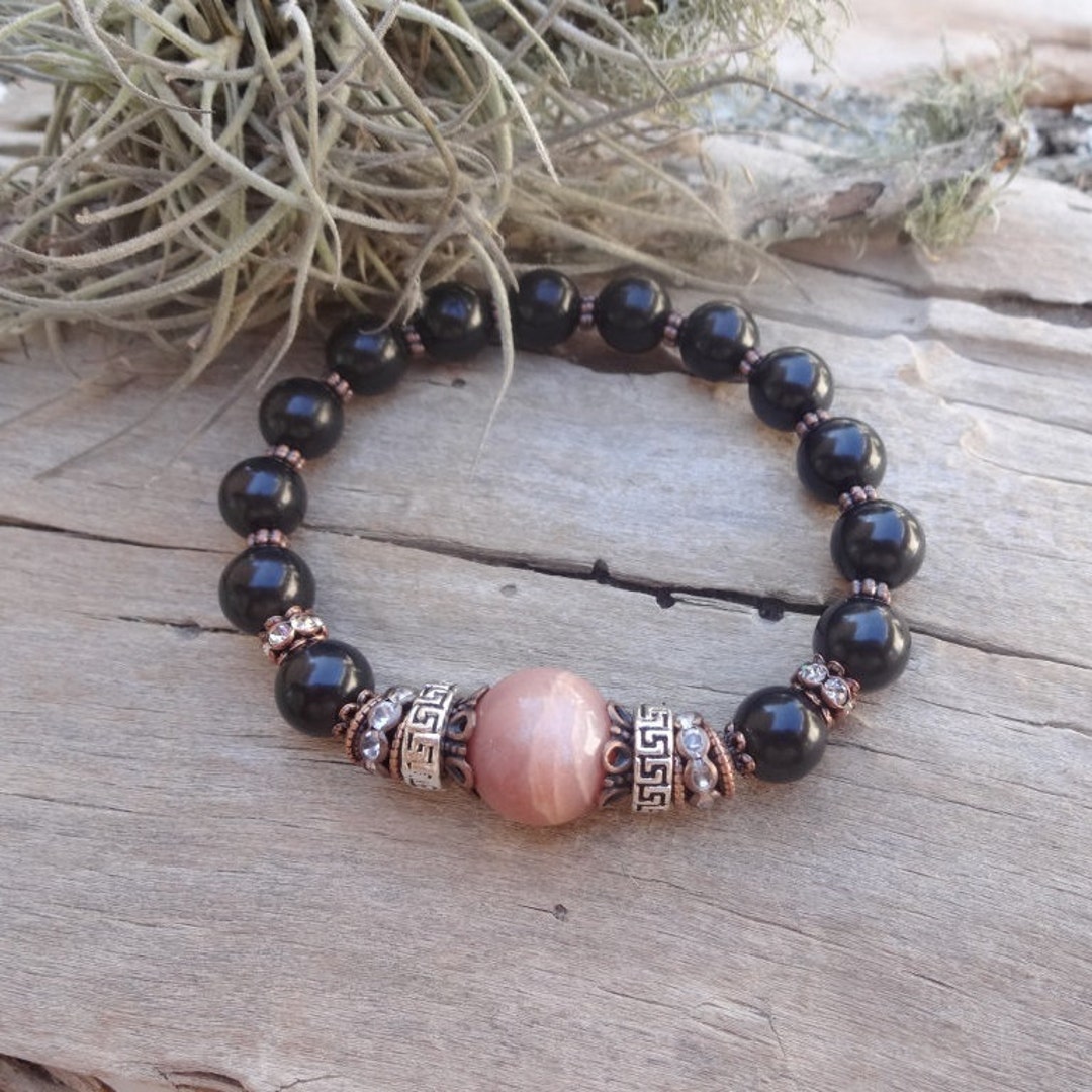 Dainty Shungite & 14K Gold Filled Beaded Stretch Bracelet main image 1