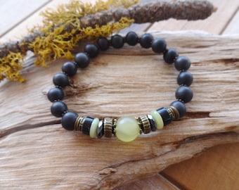 Black Tourmaline, Hematite, Green Jade bracelet for every day 1