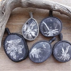 Statement Necklace, Massive Chrysanthemum stone necklace, The Flower Stone macrame necklace, raw stone macrame pendant, gray stone pendant