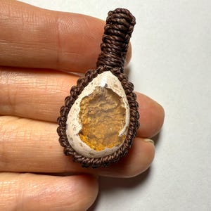 Mexican Fire Opal Macrame Pendant Necklace 5