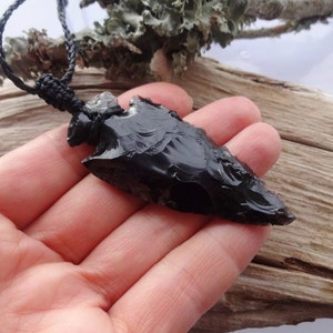 Large Arrowhead Black Obsidian necklace /protection Dragon Glass healing stones