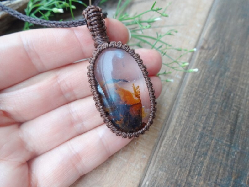 Dendritic Quartz macrame necklace All Chakras amulet