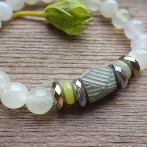 Natuurlijke jade stretcharmband, groene jade kralenarmband, Prosperity and Harmony-sieraden