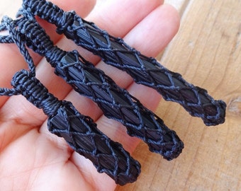 Protection necklace, Black Tourmaline crystal necklace, October Birthstone, men necklaces, black pendant, protection crystal macrame pendant