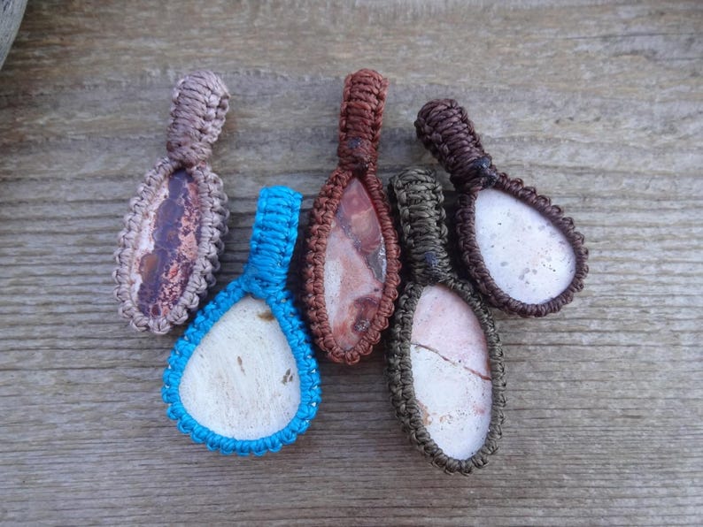 Mexican Fire Opal Macrame Pendant Necklace image 3