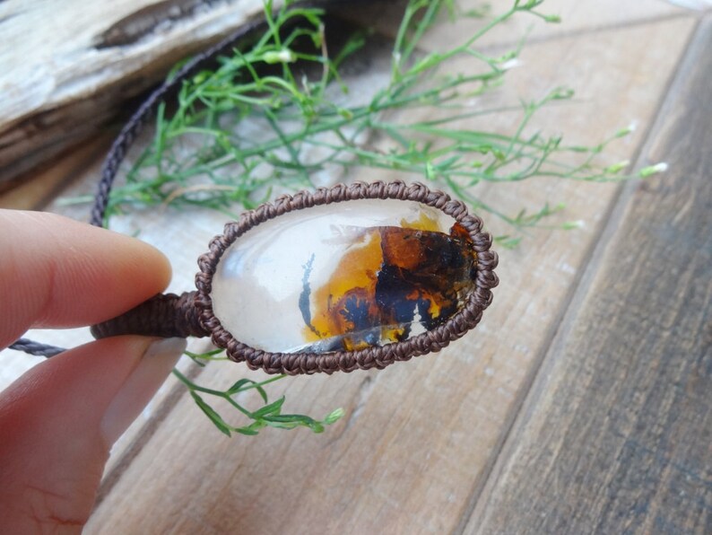 Dendritic Quartz macrame necklace All Chakras amulet