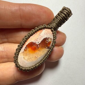 Mexican Fire Opal Macrame Pendant Necklace 4