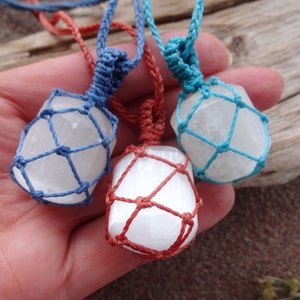 White necklace for girl / Selenite crystal pendant for kids /Angel Stone protection children jewelry