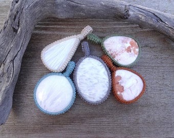 Scolecite macrame necklace, handmade jewelry gift for her, mom, wife, sister 1