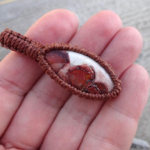 Mexican Fire Opal Macrame Pendant Necklace image 9