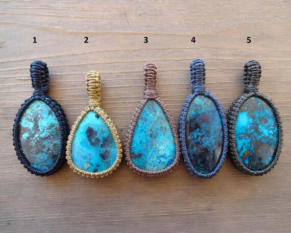 アズライト　シャッタカイト　マクラメ編みネックレス　ペンダント シャッタカイト・マクラメペンダントov ネックレス・ペンダント